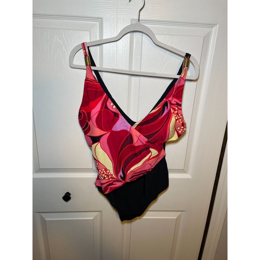Fantasizer Size 14D One Piece Swimsuit Pink Abstract Retro Swimwear
